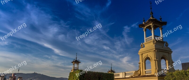 Barcelona Montjuic Sky Plaza España Free Photos