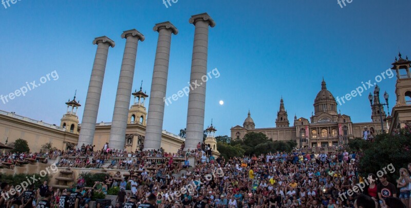 Barcelona Plaza España Mo Montjuic Views