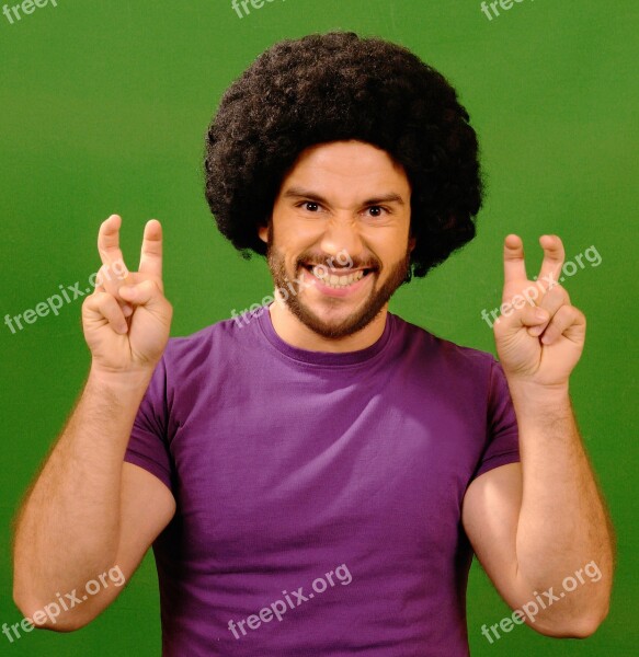 Man Funny Hair Afroamerican Retro