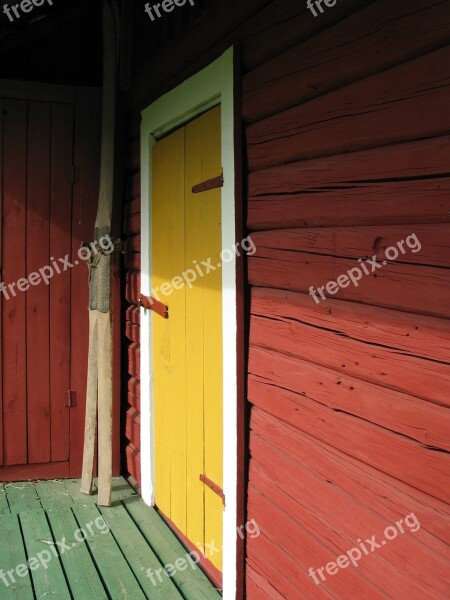 Garden Shed Porch Skis Door Hut