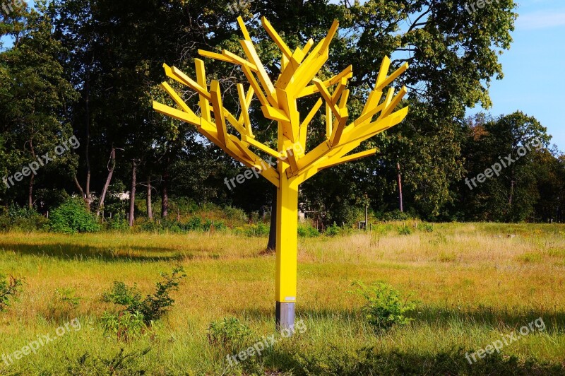 Tree Art Wood Model Craft Yellow