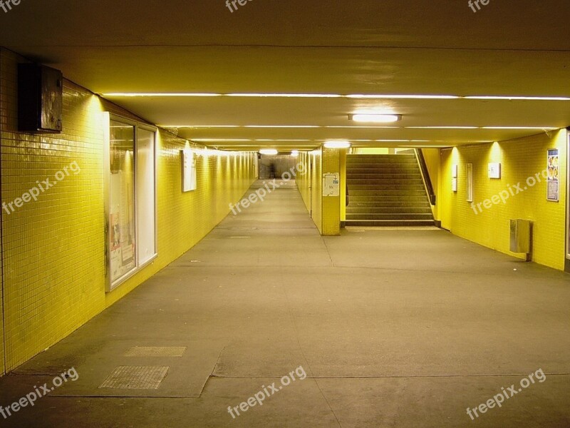 Pedestrian Tunnel Berlin Station Subway Underground