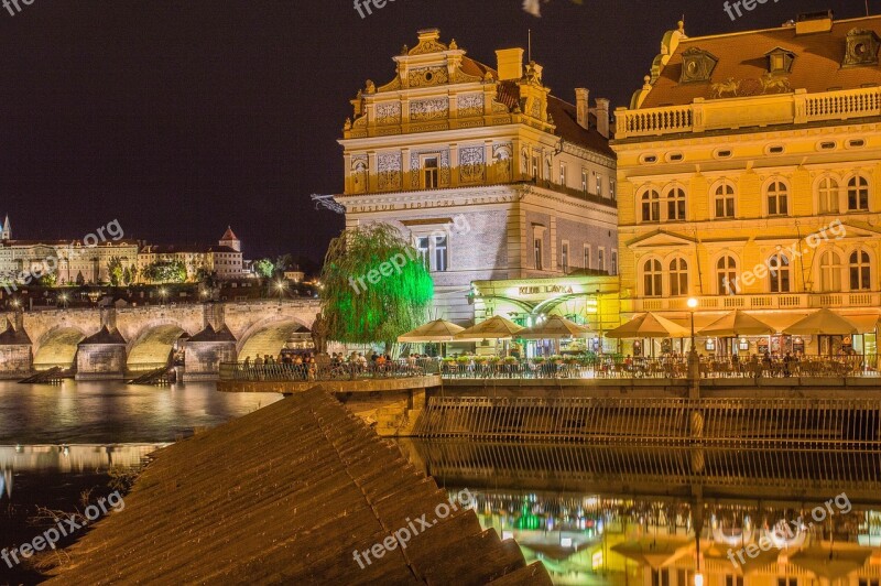 Club Footbridge Night Prague Lights City