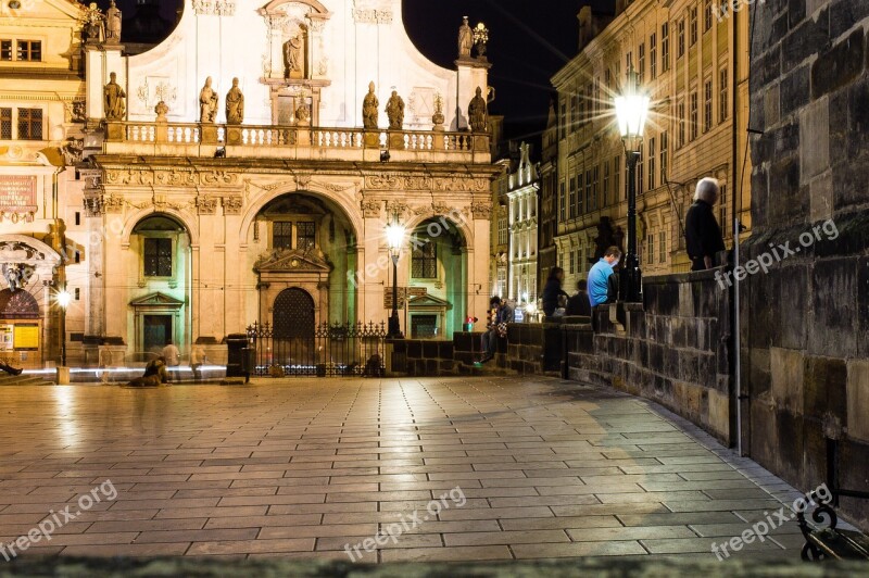 Prague Night City House Lights