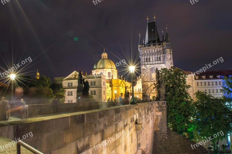 Charles Bridge Night Charle's Bridge Prague City