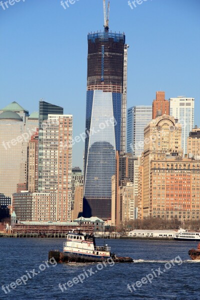 New York Tug Skyscraper City Skyscrapers