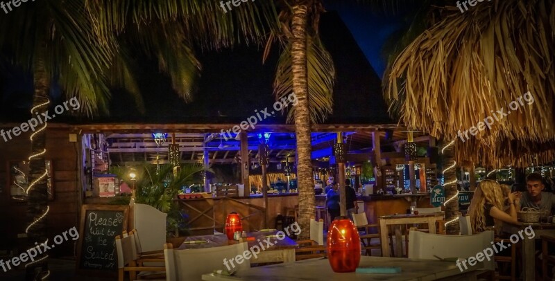 Night Curacao Willemstad Blue Bar