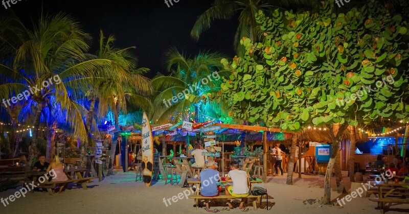 Night Curacao Willemstad Blue Bar