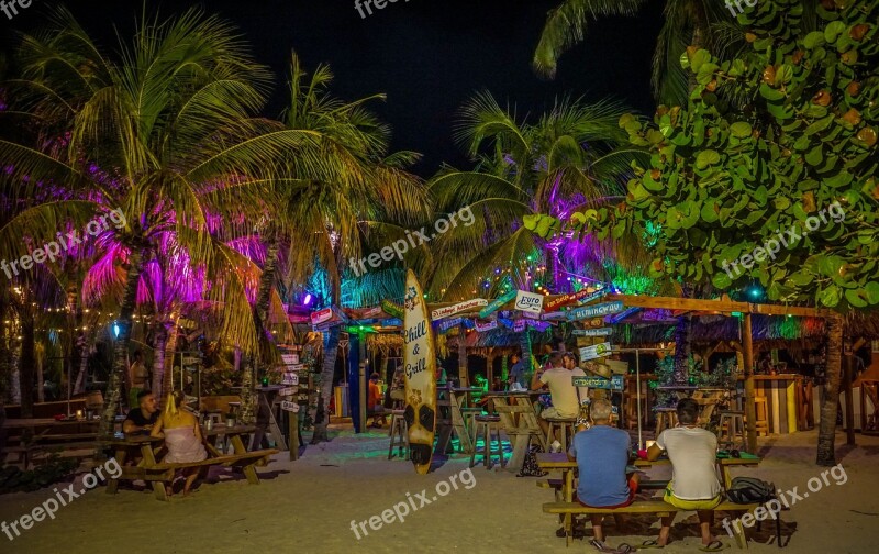 Night Curacao Willemstad Blue Bar