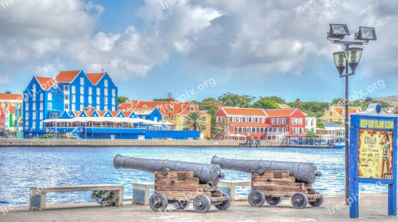 Curacao Willemstad Architecture Buildings Cannons