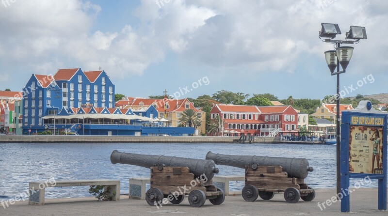 Curacao Willemstad Architecture Buildings Cannons Dutch