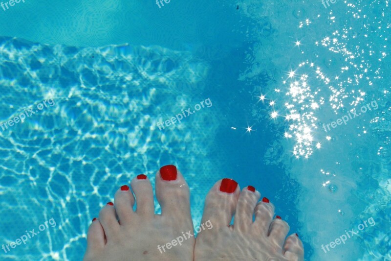 Feet Water Enamel Red Free Photos