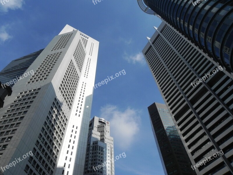 Raffles Place Asia Singapore Skyline Skyscrapers