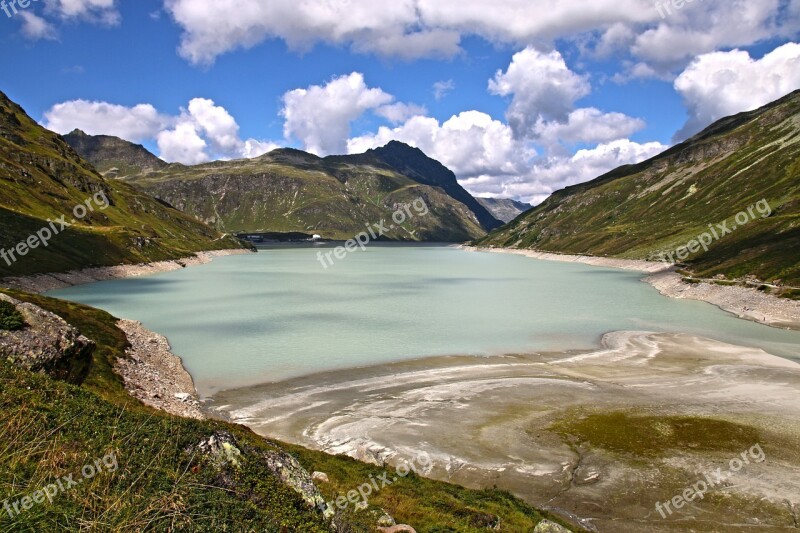 Reservoir Silveretta Water Mountains Blue