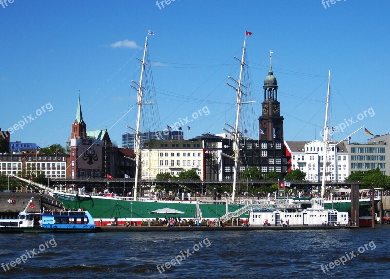 Hamburg Port Of Hamburg Elbe Ship Landungsbrücken