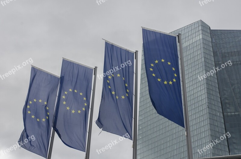 Eu Flag Frankfurt Main European Central Bank Free Photos