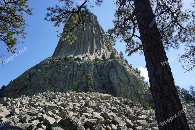 Devils Tower Rock Formation Usa South Dakota Black Hills