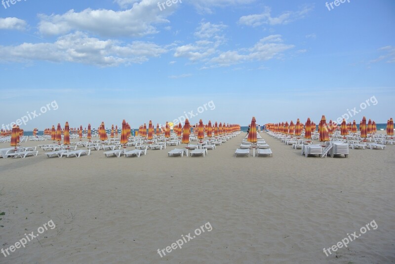 Parasol Beach Sun Lounger Sea Holidays