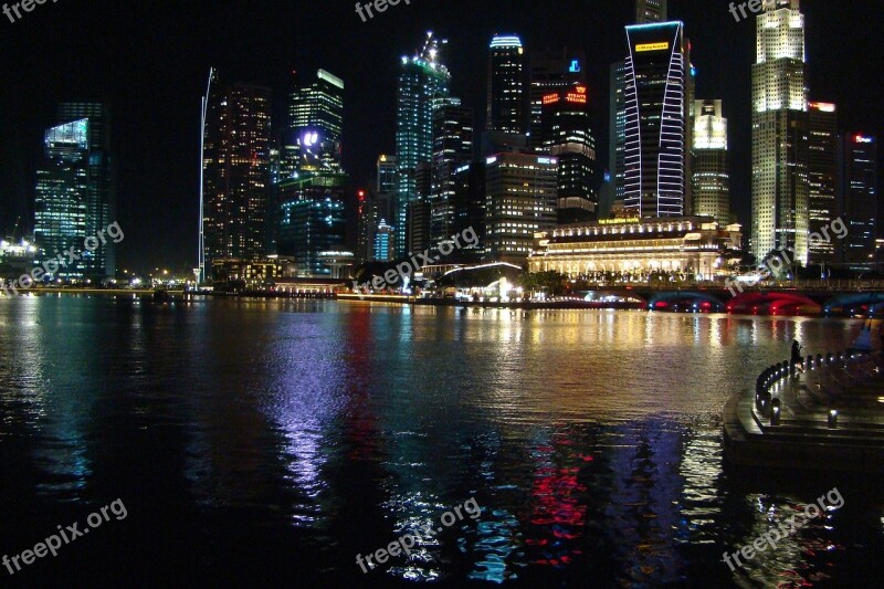 Marina Centre Singapore Night Downtown Architecture