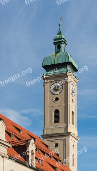 Holy Ghost Church Munich Bell Tower Spire Steeple