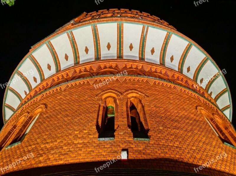 Water Tower Bydgoszcz Night Architecture Monument