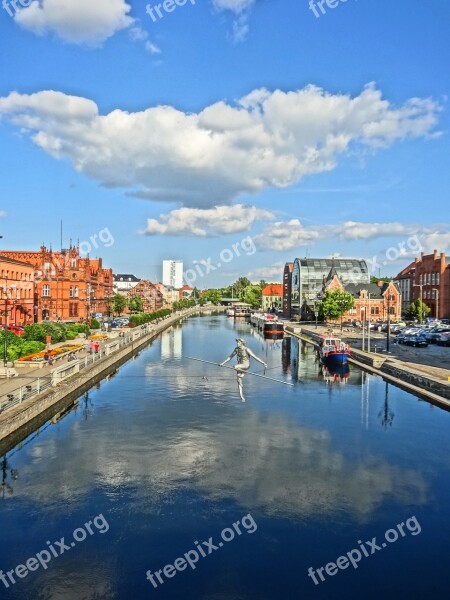 Old Town Bridge Bydgoszcz Canal River Statue