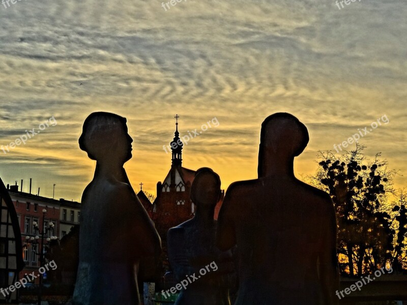 Trzy Gracje Monument Bydgoszcz Sunset Cathedral