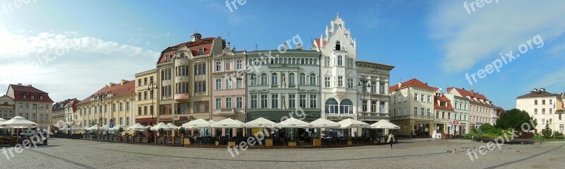 Panorama Market Square Bydgoszcz Poland Parasols