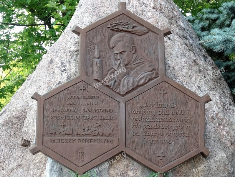 Jerzy Popiełuszko Monument Plaque Bydgoszcz Memorial