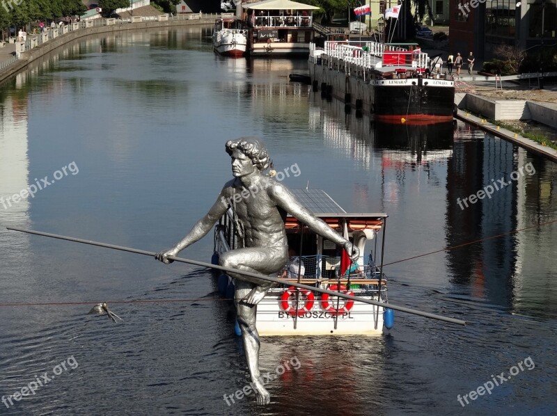 Bydgoszcz Canal River Boat Sculpture