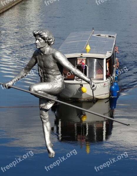 Bydgoszcz Canal River Boat Sculpture