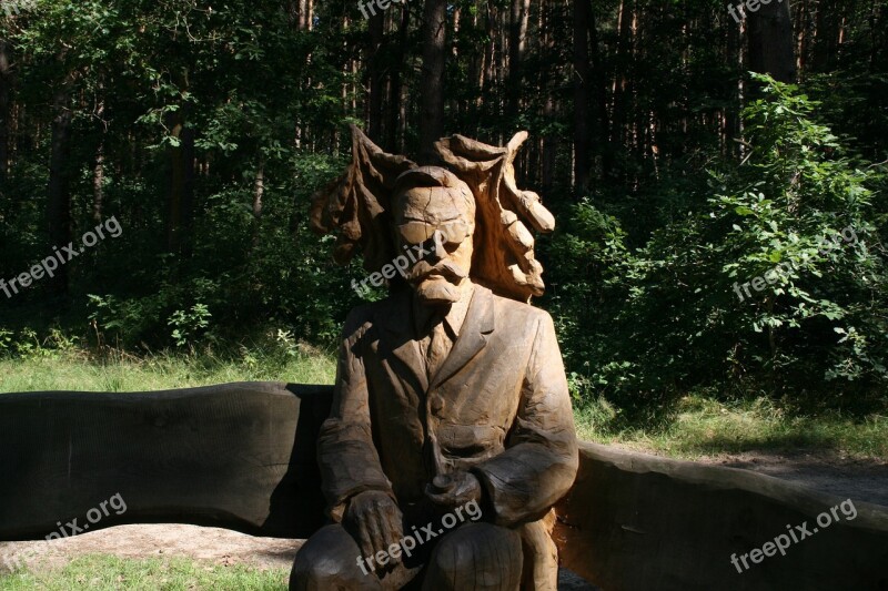 Bison Reserve Damerower Werder Müritz Wood Sculpture Nature