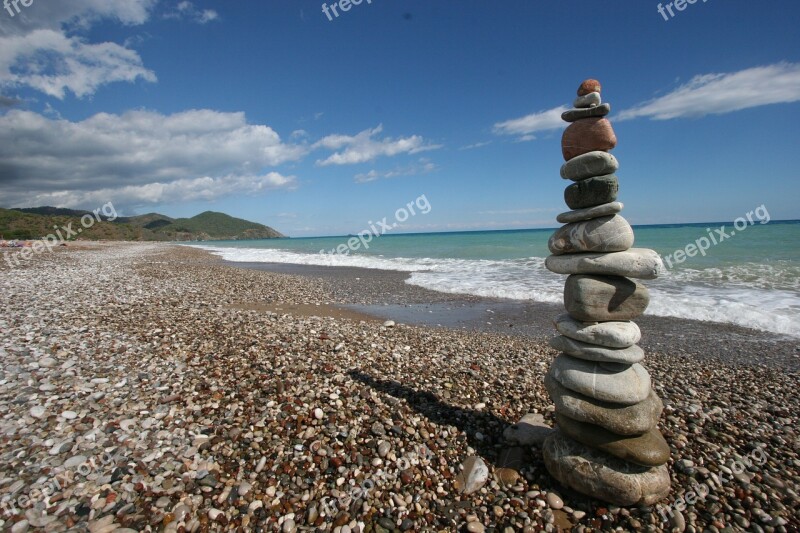 Stones Ocean Meditate Water Beach