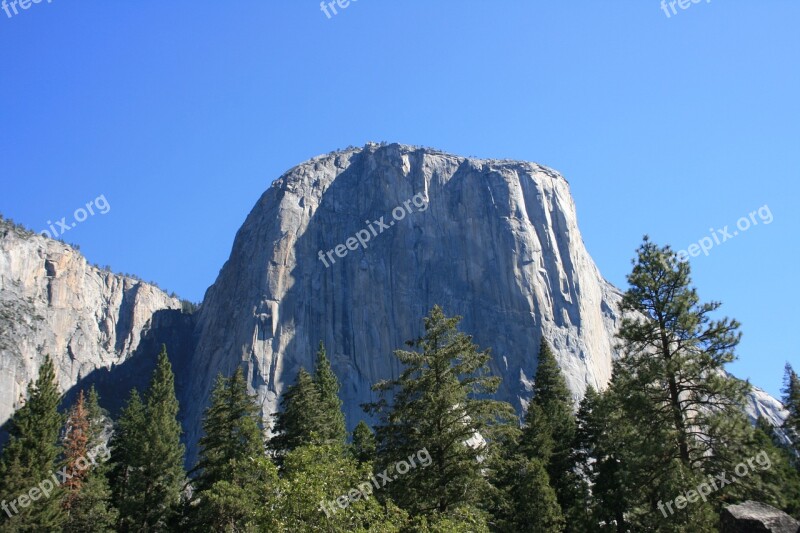 El Capitan Yosemite Summer Blue Skies Trees