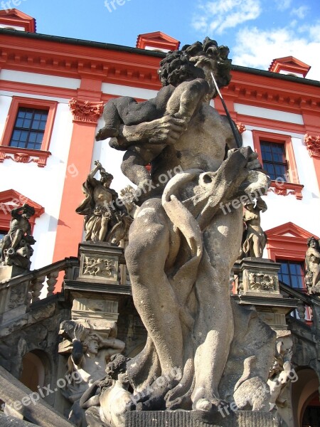 Castle Prague Sculpture Tourism Historic