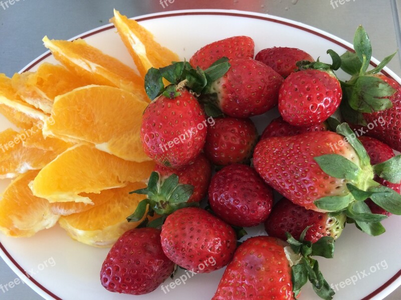 Summer Strawberry Orange Food Fruit