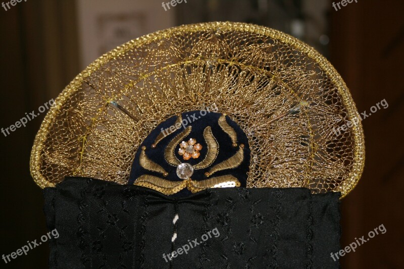 Costume Hood Radhaube Dome Gold Goldfaden Filigree