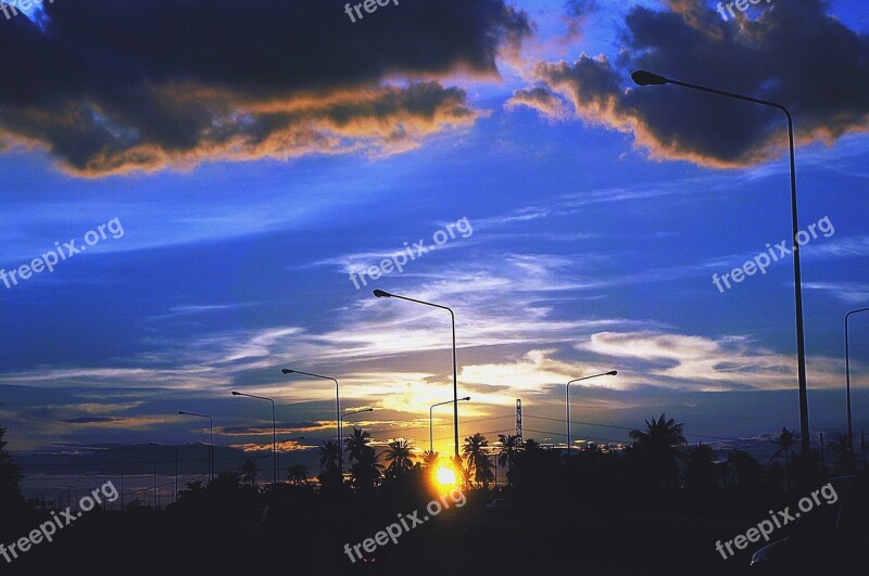 Sunset Sky Azure Cloud Evening