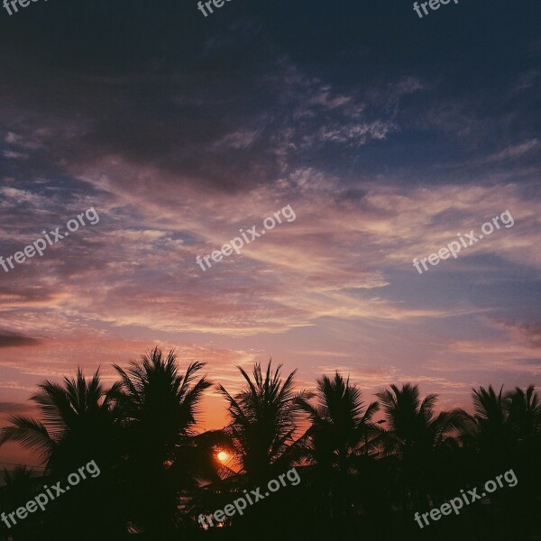 Sunset Beach Calm Sun Sea