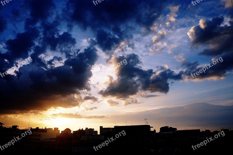 Sunset Sky Azure Cloud Evening