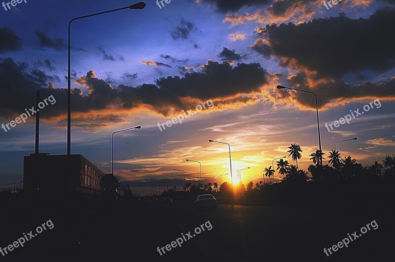 Sunset Sky Azure Cloud Evening