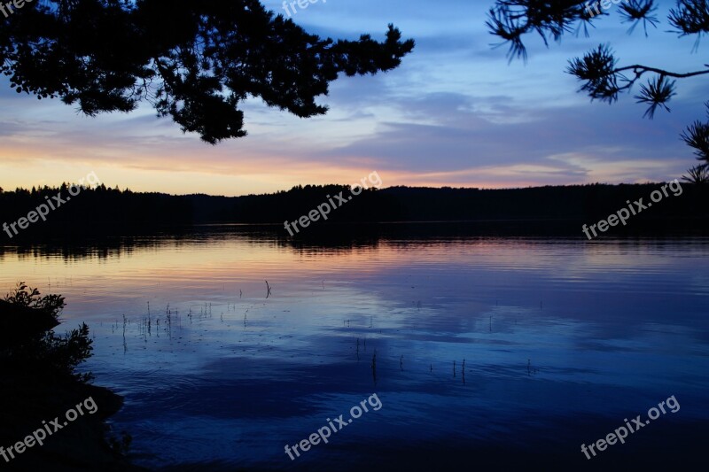 Sunset Sweden Lake Abendstimmung Evening Sky