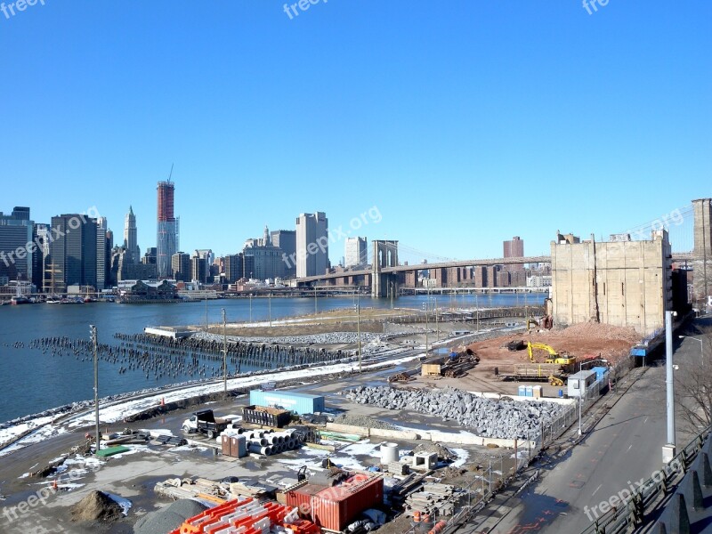 Construction Site Brooklyn Bridge Park Promenade River New York City