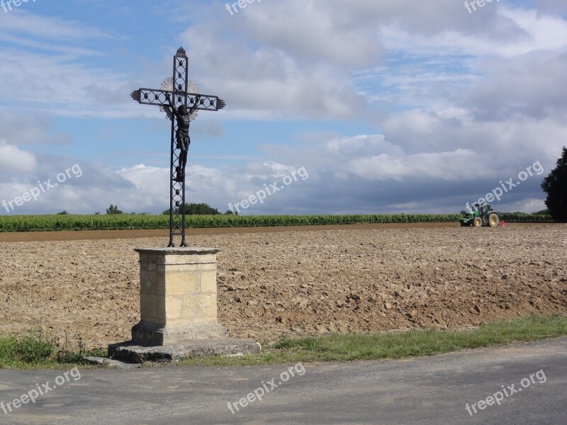 Bayon Sur Gironde Wayside Cross Symbol Religious Christianity