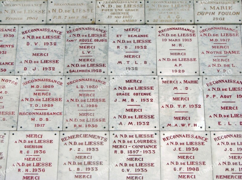 Notre Dame De Liesse Basilica Tiles Plates Remembrance