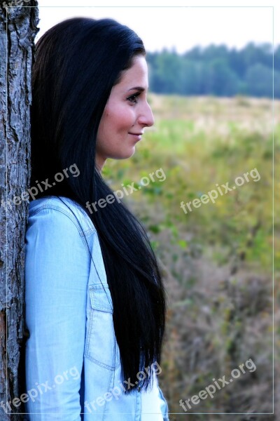 Profile Girl Brunette Lady Hair