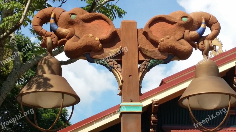 Elephant Street Lamp Light Sky Free Photos