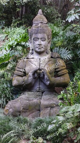 Statue Jungle Pray Calm Serenity