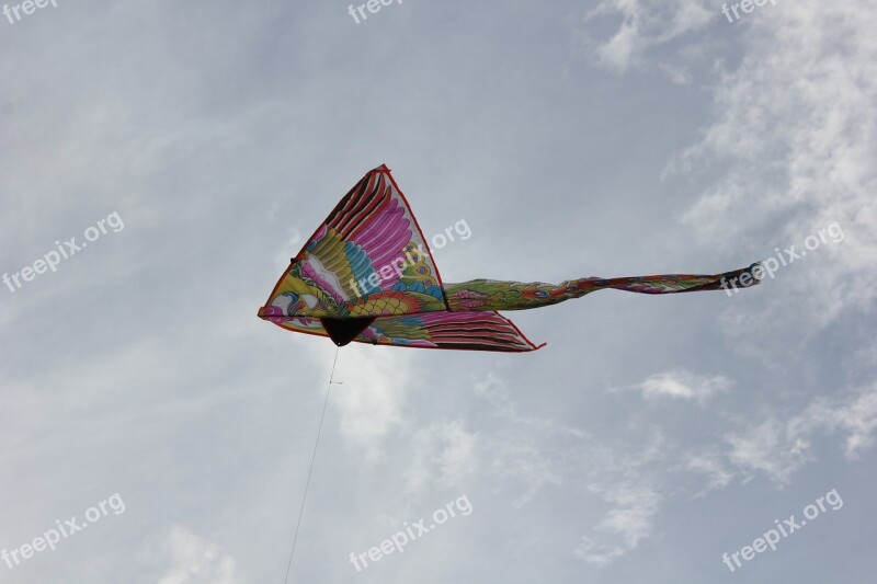 Kite Sky Clouds Wind Free Photos