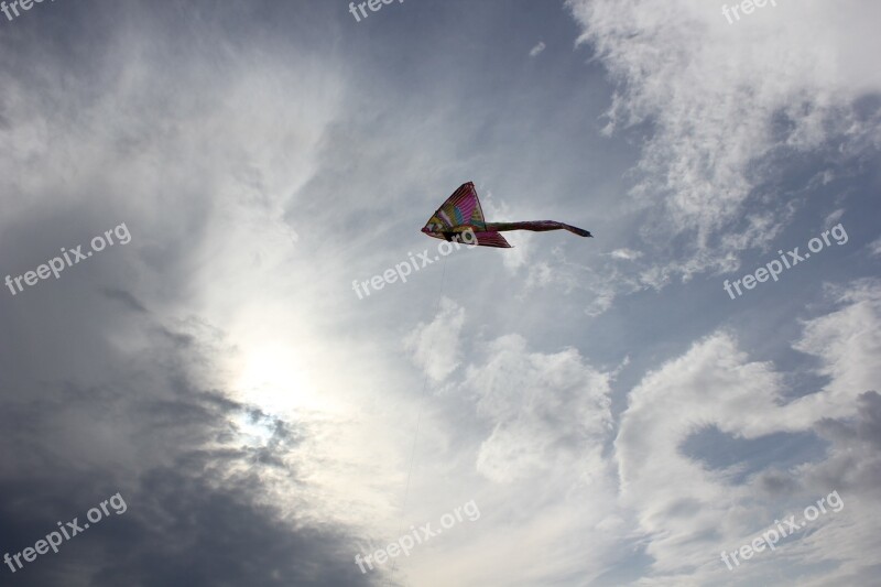 Kite Sky Clouds Wind Free Photos